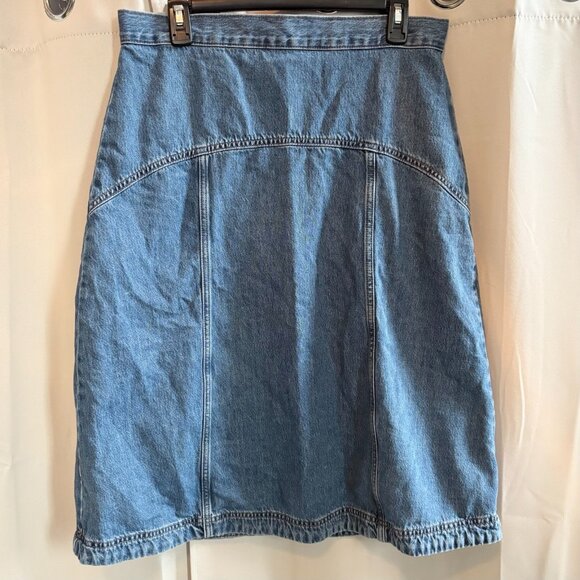 Old Navy Denim Skirt Western Size 10 High Rise Peasant Boho Midi Cowgirl 18804 - Picture 1 of 10